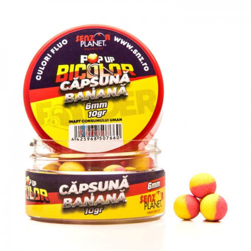 Tопчета Pop-Up Bicolor Capsuna & Banana (Ягода & Банан) 6 мм 10 г - Senzor Planet